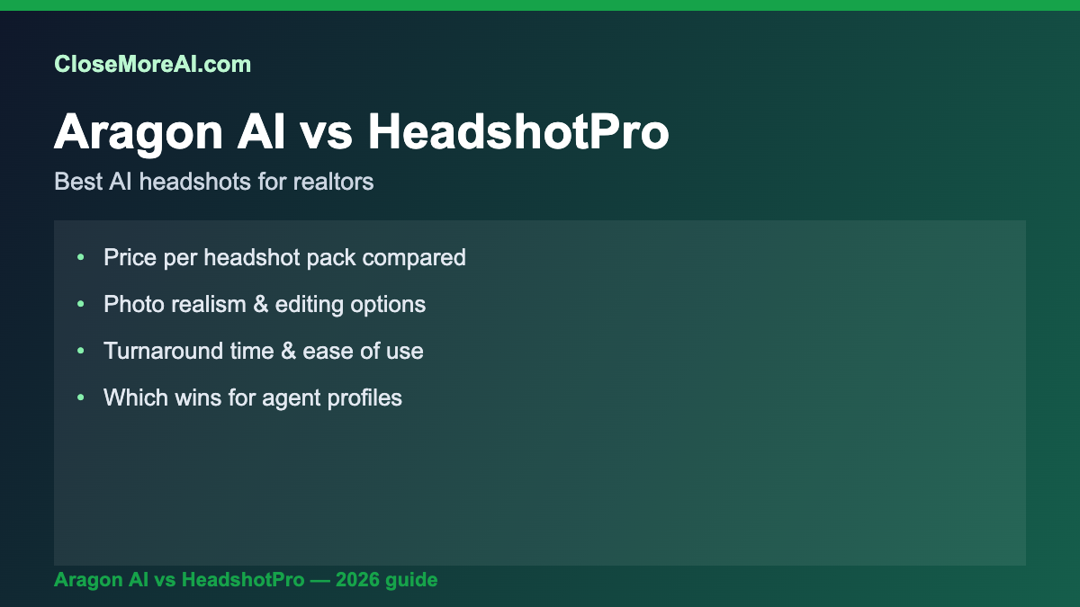 Aragon AI vs HeadshotPro comparison for real estate agent headshots