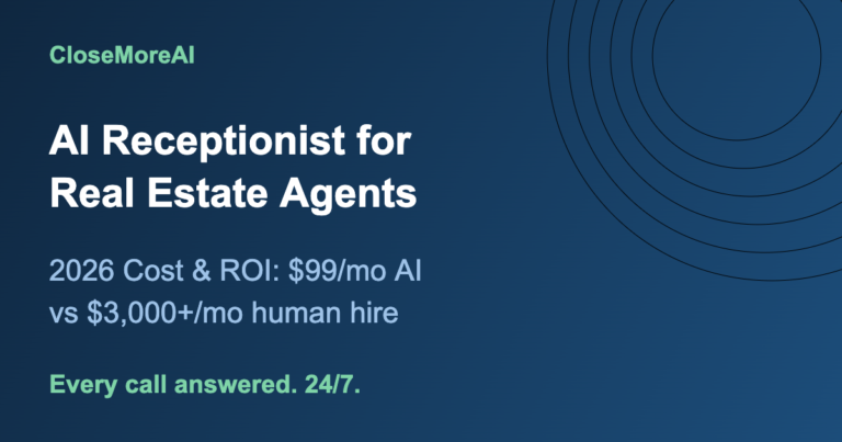 AI receptionist for real estate agents 2026 cost and ROI comparison